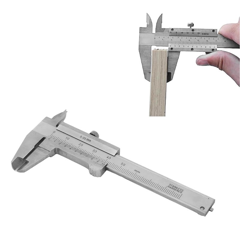 Denash Vernier Caliper, 3" Stainless Steel Caliper Measuring Tool,0‑50mm Manual Micrometer with Storage Bag for Mechanical Tools - Image 5